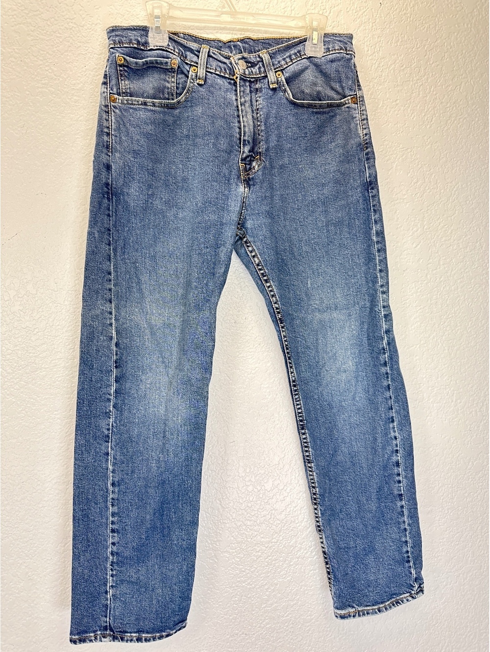 Men's Levis 505 34x29 Medium Wash Regular Fit Straight Leg Zip Fly